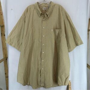 Dockers Short Sleeve Plaid Button Up Shirt Men’s 3XL Yellow